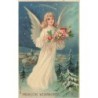 n°30483 - Carte Gaufrée - MSIB 13648 - Fröhliche Weihnachten - Ange portant un plateau rempli de jouets
