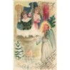 n°30484 - Carte Gaufrée - A Joyous Christmas - Enfants regardant un ange par une fenêtre