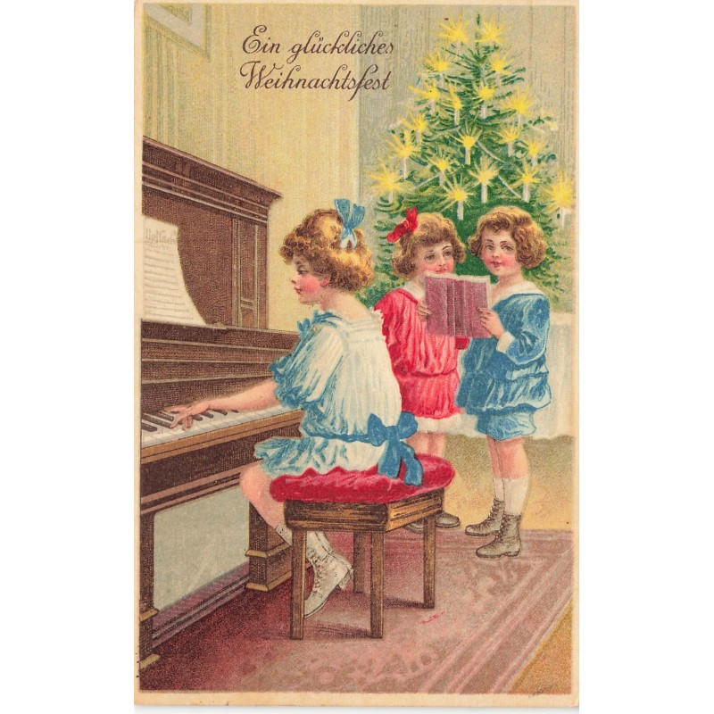 n°30487 - Noël - Ein glückliches Weihnachtsfest - Enfants chantant - Piano