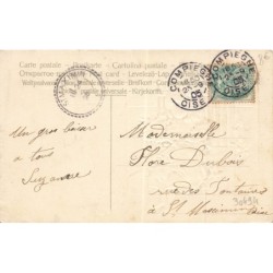 n°30494 - Carte Gaufrée - Fantaisie - Fillette assise avec un bouquet de roses