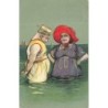 n°30495 - Carte Gaufrée - Fantaisie - Vieux Couple debout dans la mer