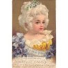 n°30496 - Carte Gaufrée - Clapsaddle - Portrait d'une jeune fille avec des violettes