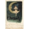 n°30497 - C.W. Faulkner - A Moonstruck Maiden - Jeune femme assise sur un croissant de lune