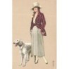 n°30504 - Illustrateur Colombo - Jeune femme se promenant avec un lévrier