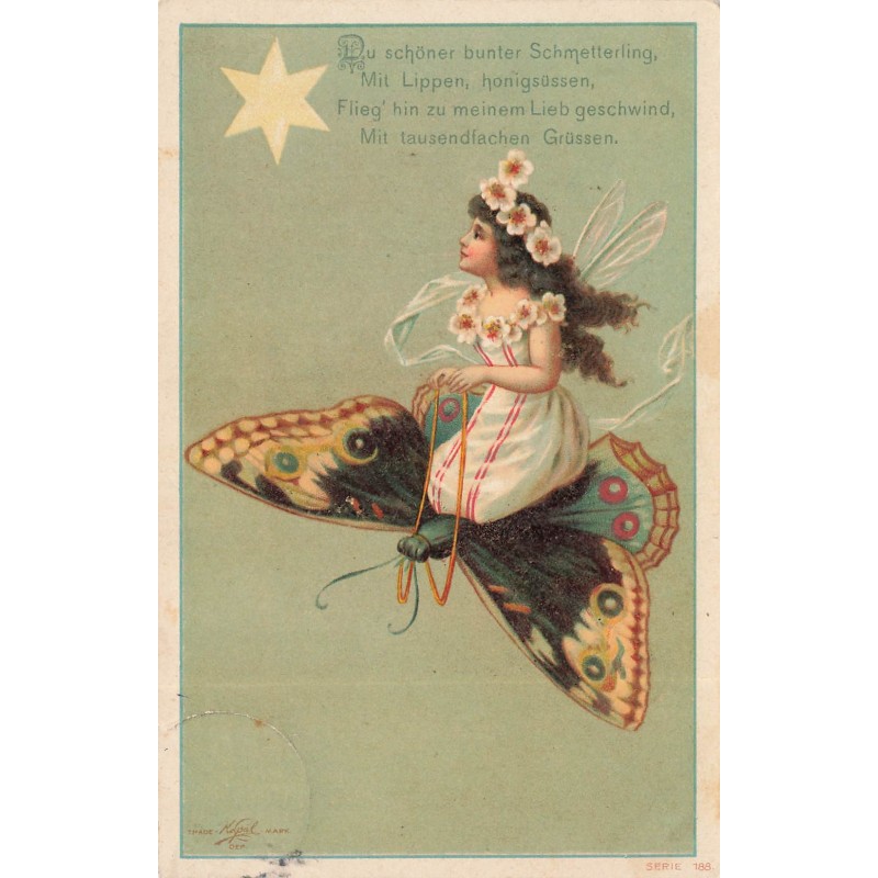 n°30513 - Fantaisie - Fée sur le dos d'un papillon