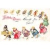 n°30514 - Carte avecPaillettes - Pâques - Fröhliche Ostern - Défilé de poussins habillés