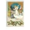 n°13877 - Carte Gaufrée - Fröhliche Weihnachten - Ange gardien distribuant des cadeaux à des enfants