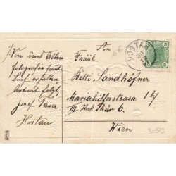 n°30519 - Carte Gaufrée - MSIB 13805 - Glückliches Neujahr - Anges trinquant près d'un pot de myosothis