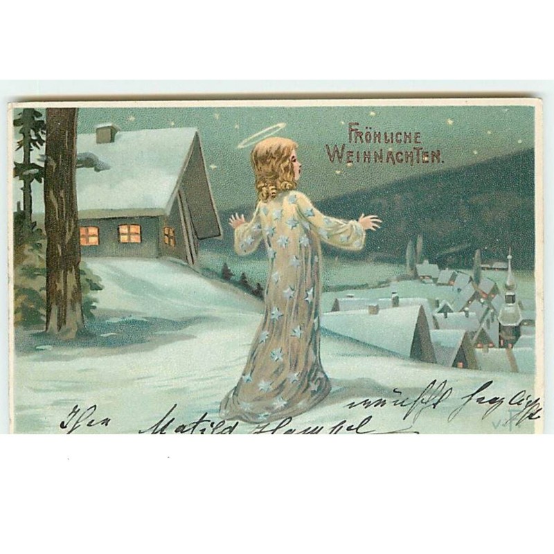 n°13878 - Fröhliche Weihnachten - Saint veillant sur un village