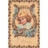 n°30543 - Fantaisie - Imitation bois WBB 1202 - Fillette au milieu d'une lyre