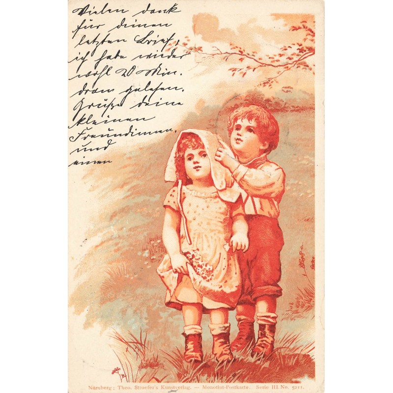 n°30546 - Fantaisie - Theo Stroefer's - Couple d'enfants dans un champs