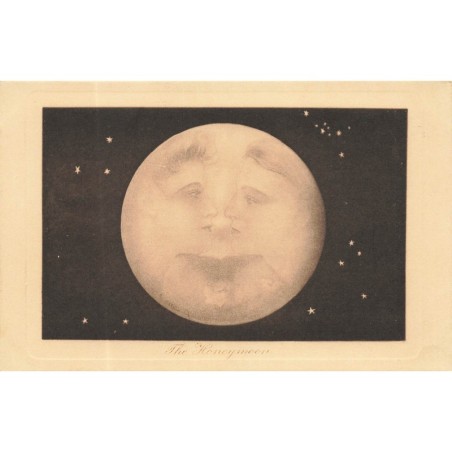 n°30553 - Carte à Système - Deux visages - Lune - The Honeymoon - Carte surréaliste