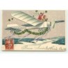n°13882 - Carte Gaufrée - Bonne Année - Enfants pilotant un avion