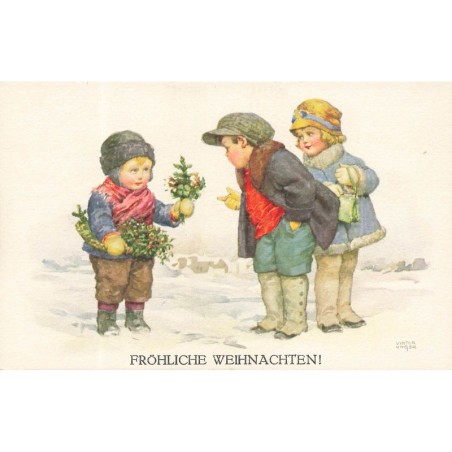 n°30560 - MM Vienne 1406 - Viktor Unger - Fröhliche Weihnachten - Enfants achetant du gui à un autre