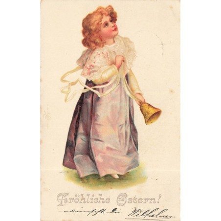 n°30564 - Clapsaddle - Fröhliche Ostern - Fillette faisant sonner une cloche