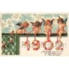 n°30570 - Nouvel An - Prosit Neujahr 1902 - Anges tenant les chiffres fait en fleurs