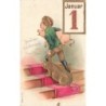 n°30583 - Nouvel An - MSIB 13566 - Garçon montant un escalier avec des cochons