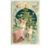 n°13885 - Carte Gaufrée - Bonne Année - Ange gardien donnant une pomme à un bébé