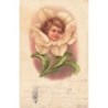 n°30590 - Fantaisie - Clapsaddle - Portrait d'un ange au milieu d'une fleur