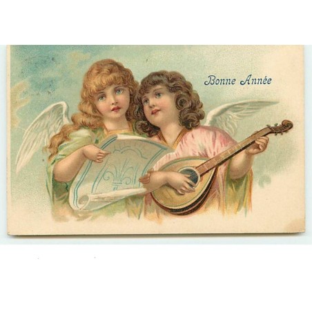 n°13887 - Bonne Année - Anges chantant et jouant de la musique