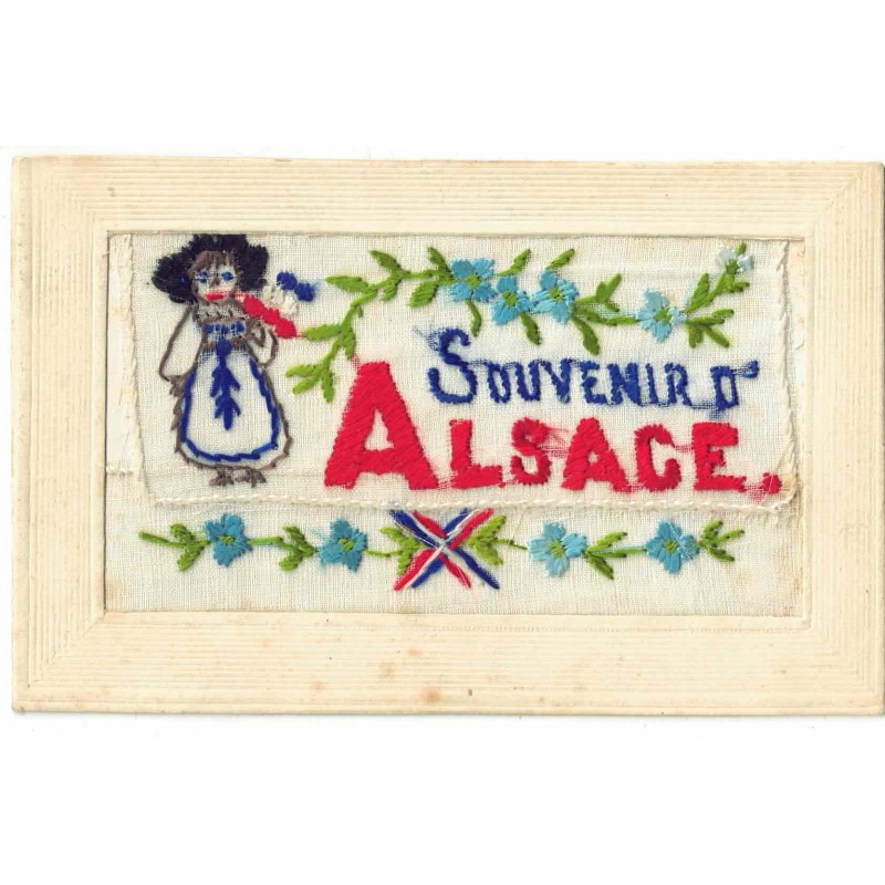 n°30603 - Carte Brodée avec rabat - Souvenir d'Alsace