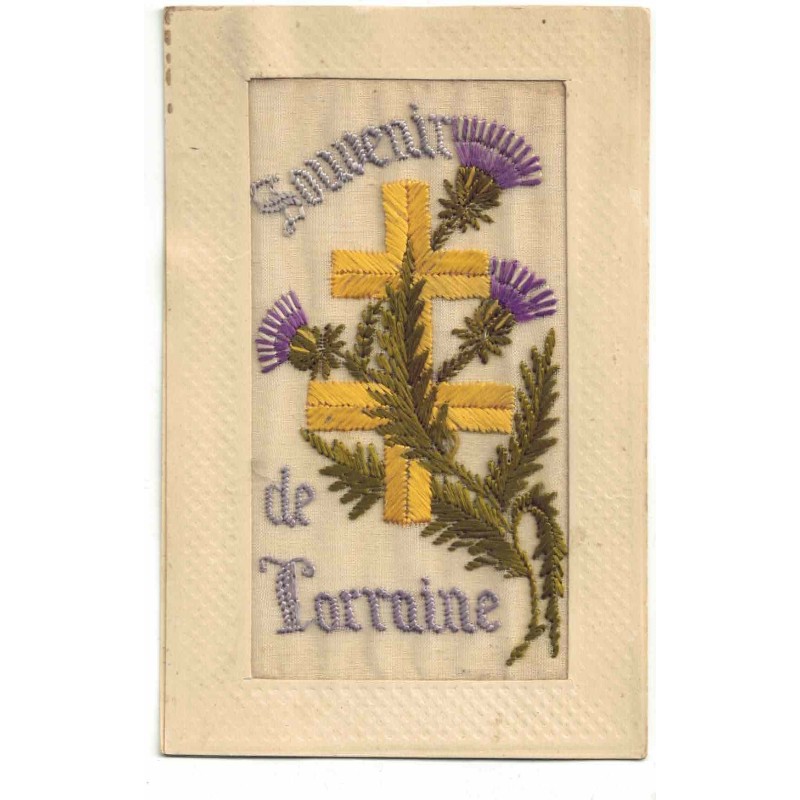 n°30604 - Carte Brodée - Souvenir de Lorraine - Croix