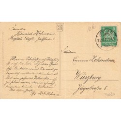 n°30620 - Carte Gaufrée - Style Baumgarten - Ours polaire avec une fillette sur des skis