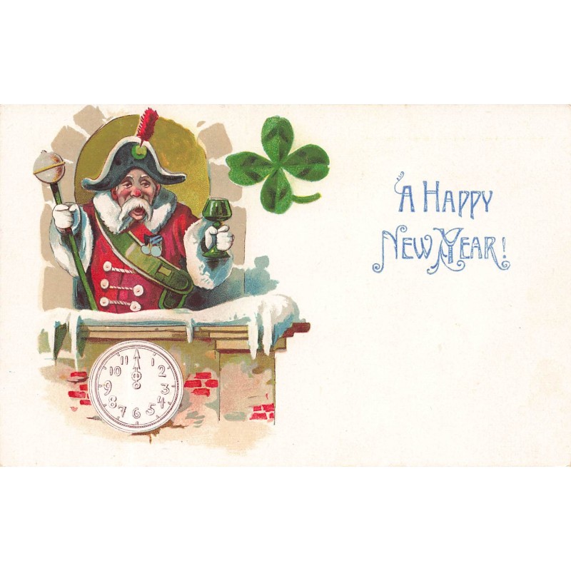 n°30625 - Carte Gaufrée - Nouvel An - A Happy New Year - Veilleur de nuit trinquant
