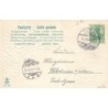 n°30634 - Carte Gaufrée - Fröhliche Ostern - Fillette portant un panier rempli d'oeufs près de lièvres