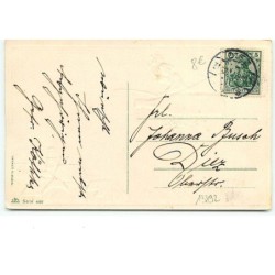 n°13892 - Carte Gaufrée - Prosit Neujahr - Fillette à califourchon sur une bouteille de champagne en avion
