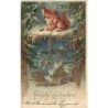 n°30665 - Carte Gaufrée - Fröhliche Weihnachten - MSIB 13559 - Ecureuils et village enneigé