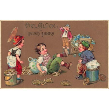 n°30671 - Viel Glück im Neuen Jahre - Enfants, Monnaie & Portebonheur - Mülhausen 1911
