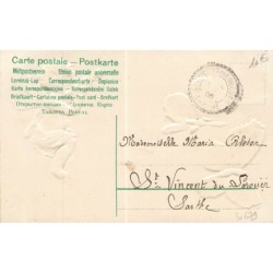 n°30679 - Carte Gaufrée - Clapsaddle - Heureuses Pâques - Ange, Oeuf et Papillons (1906)