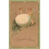 n°30680 - Carte gaufrée - Joyeuses Pâques - Anges, Chérubins et Grand Oeuf - (SER 329)