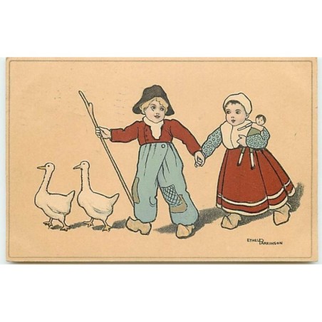 n°10409 - Carte Illustrateur - Ethel Parkinson - Couple de Hollandais, oies