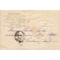 n°30690 - Carte Gaufrée - Chute d'un homme dans la neige - "Vous me paraissez un peu ému"