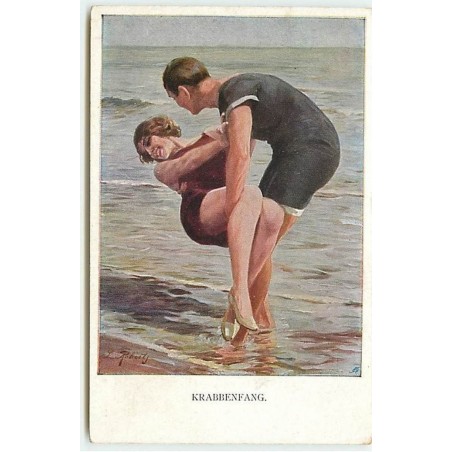 n°13974 - MM Vienne n°1124 - Krabbenfang - Couple en tenue de bain - baigneuse