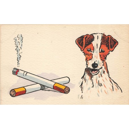 n°30703 - Chien Fox Terrier et Cigarettes allumées - éditeur MM Vienne 755