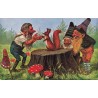 n°30708 - Illustrateur Arthur Thiele - Lutins et écureuil sur une Souche - Champignons