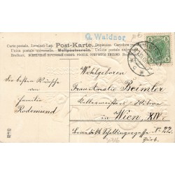 n°30716 - Carte Gaufrée - MSIB 13560 - Deux Chérubins et Roses - Calendrier 1er Janvier - Voeux de Nouvel An 1907
