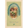 n°30718 - Carte Gaufrée - MSIB 13817- Glückliches Neujahr - Deux fillettes au panier de trèfles