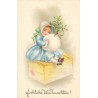 n°30724 - Fröhliche Weihnachten - Fillette au manchon et branche de houx