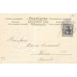n°30726 - Carte Gaufrée - Clapsaddle - Fröhliche Weihnachten - Fillette et agneau sous forme de livre, fleurs