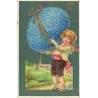 n°30740 - Carte Gaufrée - Fröhliche Ostern - Ange portant un Åuf géant de fleurs