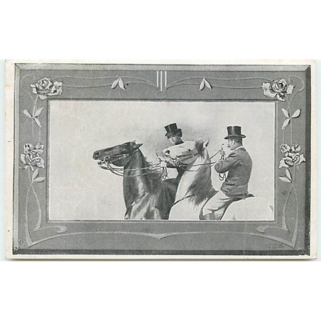 n°14020 - MJS - Art Nouveau - Couple montant des chevaux - Cartes Postales M. J. Staerck