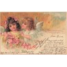 n°30745 - Fantaisie - Deux Chérubins Anges aux fleurs et Poème - Englein mög umschweben