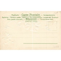 n°30753 - Carte Gaufrée - Art Nouveau - Bouquet de Narcisses et Volutes Dorées