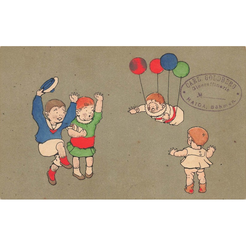 n°30754 - MM Vienne 437 - Enfants et bébé s'envolant avec des ballons - Cachet Carl Goldberg Haida