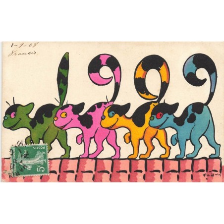 n°30757 - F. G. Lewin - MM Vienne 366 - Chats stylisés formant l'année 1909 - Bonne Année