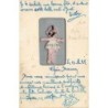 n°30762 - Carte brodée - Style Hiam Aiche - Porte-bonheur et fétiche - Chat noir, Trèfle, Cochon, Fer à cheval